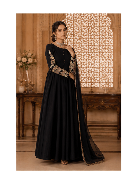 Noir Elegance Kataan Silk Maxi