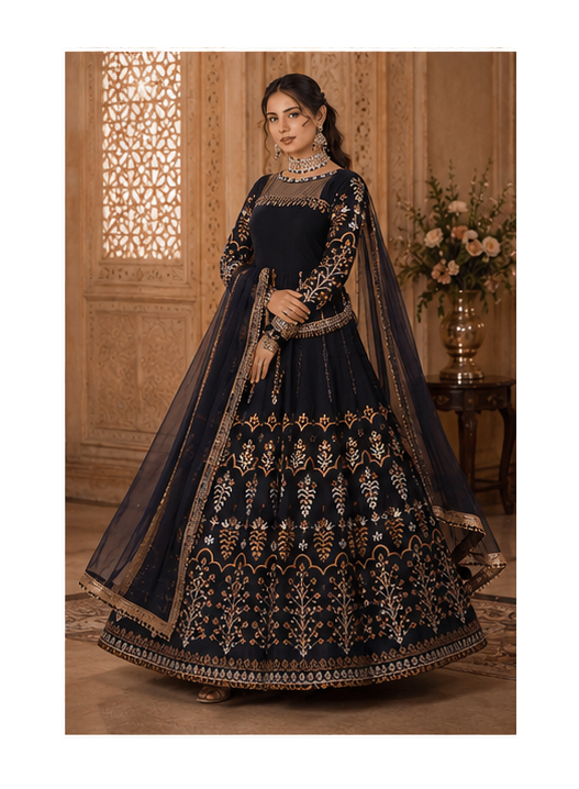 Imperial Midnight Embroidered Maxi